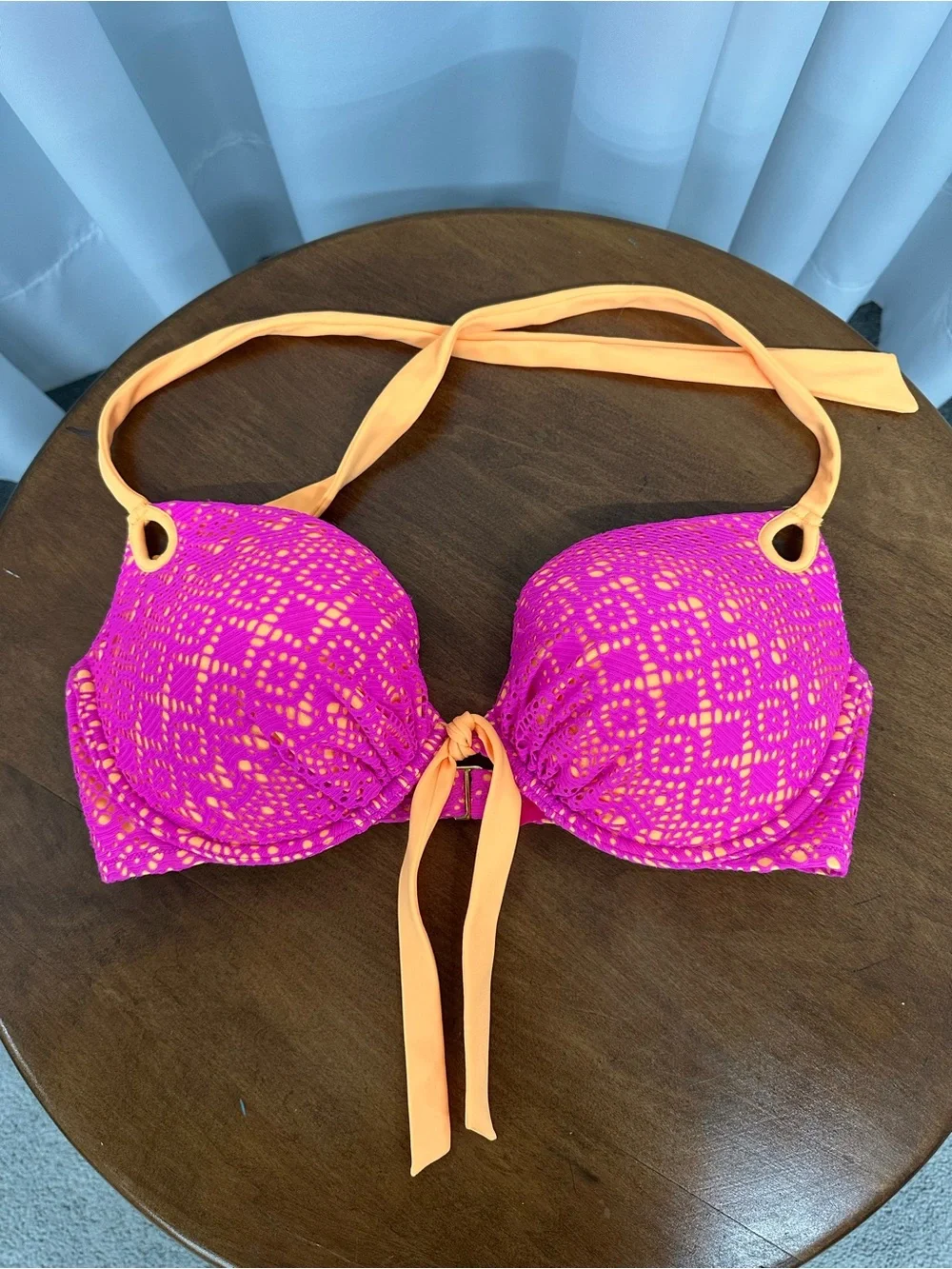 Victoria's Secret Pink & Orange Halter Bikini Top only size 36D